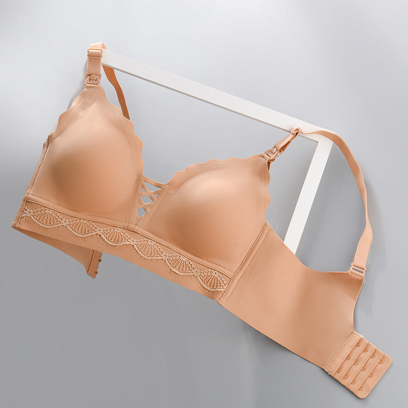Seamless Padded Maternity & Nursing Bra – Wireless Comfort with Back Buckle Support