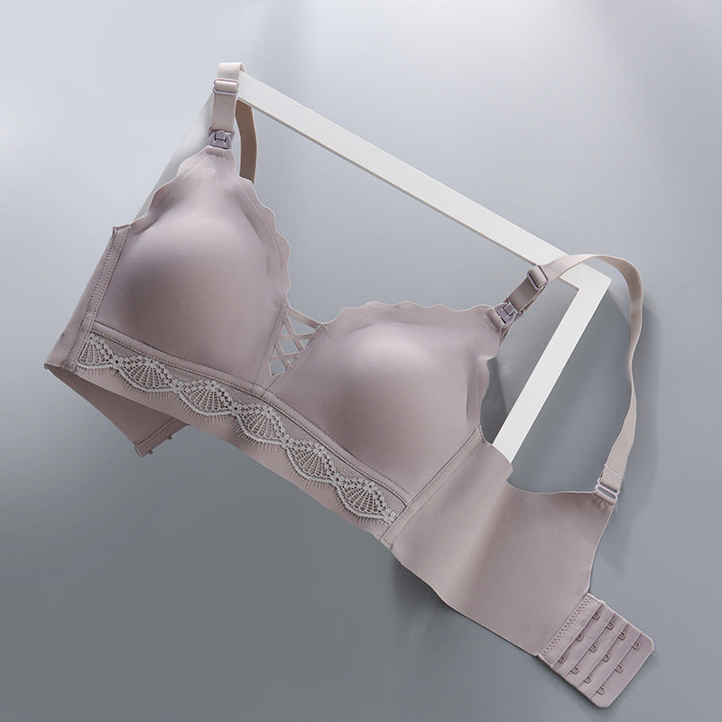 Seamless Padded Maternity & Nursing Bra – Wireless Comfort with Back Buckle Support