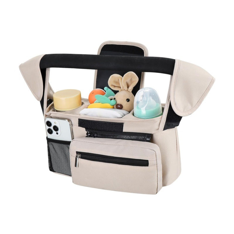 Grid Pai Baby Stroller Storage Basket with Insulated Bottle Holder