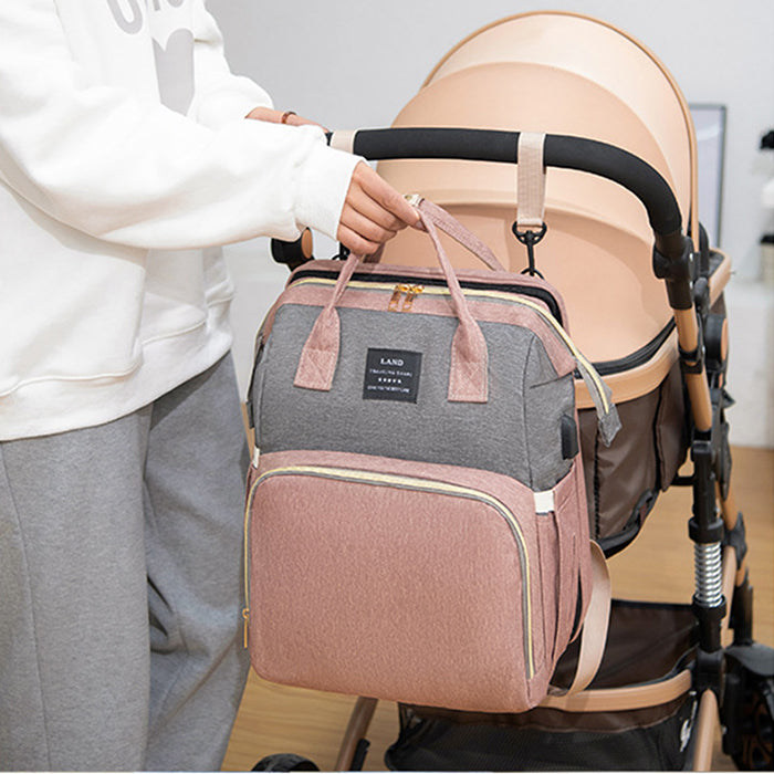 Multi-Function Diaper Backpack with Portable Baby Crib